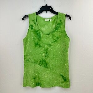 Y2K Cato Green‎ Tie Dye Sleeveless Top Women L Embellished NYC Indie Sleeze